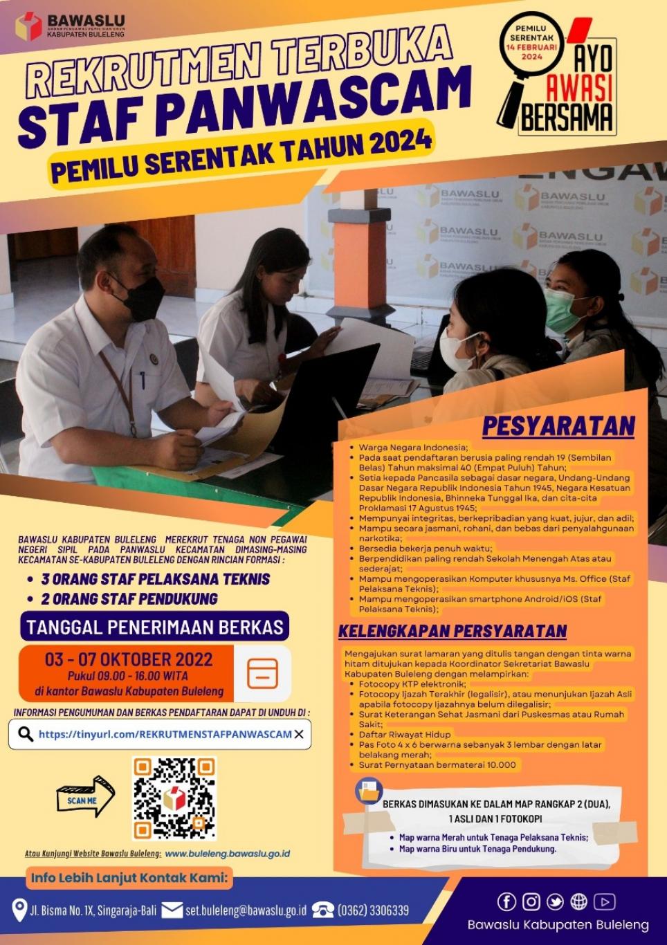 Pengumuman Rekrutmen Terbuka Staff Panwascam 2024 - Website Desa Banjar